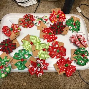 Festive Holiday Hair Bows Set